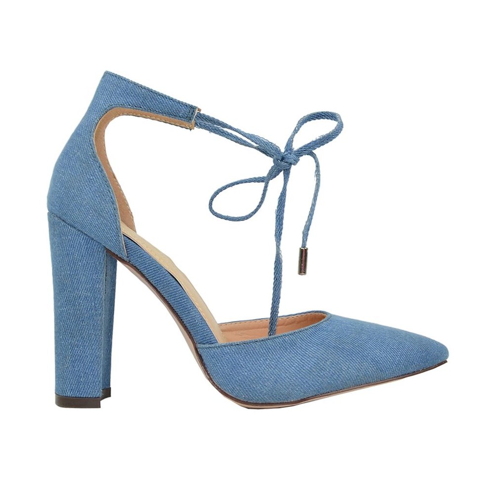 Women's Closed Pointed Toe Block Heel with Ankle Straps